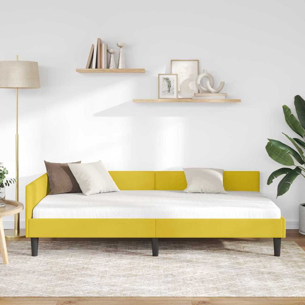 Hoekbedframe Geel 90 x 200 cm Velvet en Engineered hout