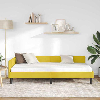 Hoekbedframe Geel 90 x 200 cm Velvet en Engineered hout