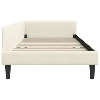 Hoekbedframe Crème 90 x 200 cm Velvet en Engineered hout