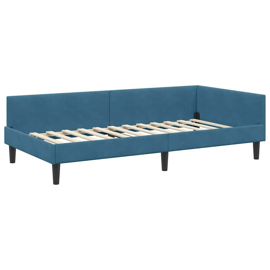 Hoekbedframe Blauw 100 x 200 cm Velvet en Engineered hout