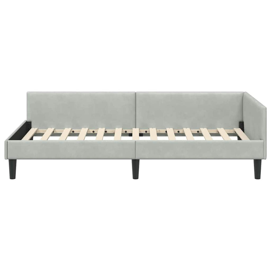 Hoekbedframe Lichtgrijs 100 x 200 cm Velvet en Engineered hout