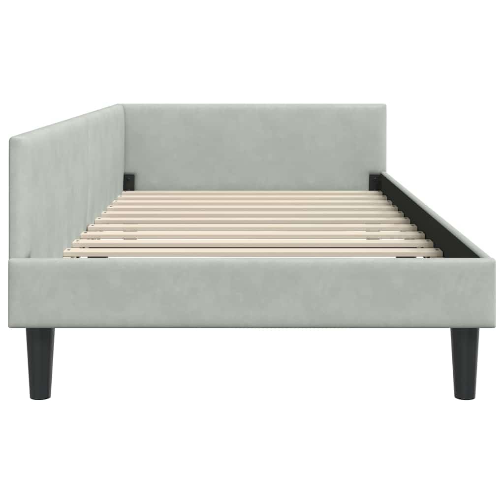 Hoekbedframe Lichtgrijs 100 x 200 cm Velvet en Engineered hout