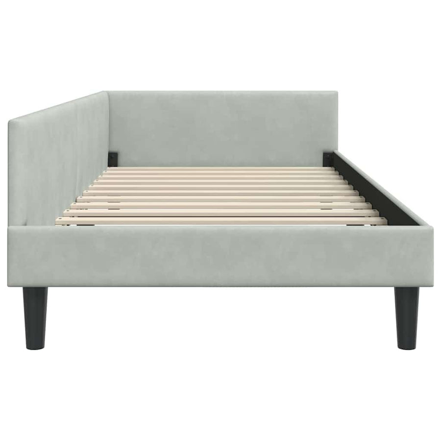 Hoekbedframe Lichtgrijs 100 x 200 cm Velvet en Engineered hout