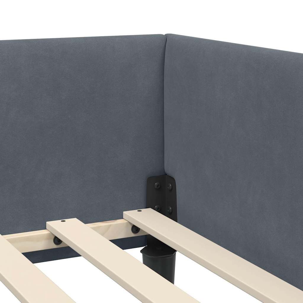 Hoekbedframe Donkergrijs 100 x 200 cm Velvet en Engineered hout