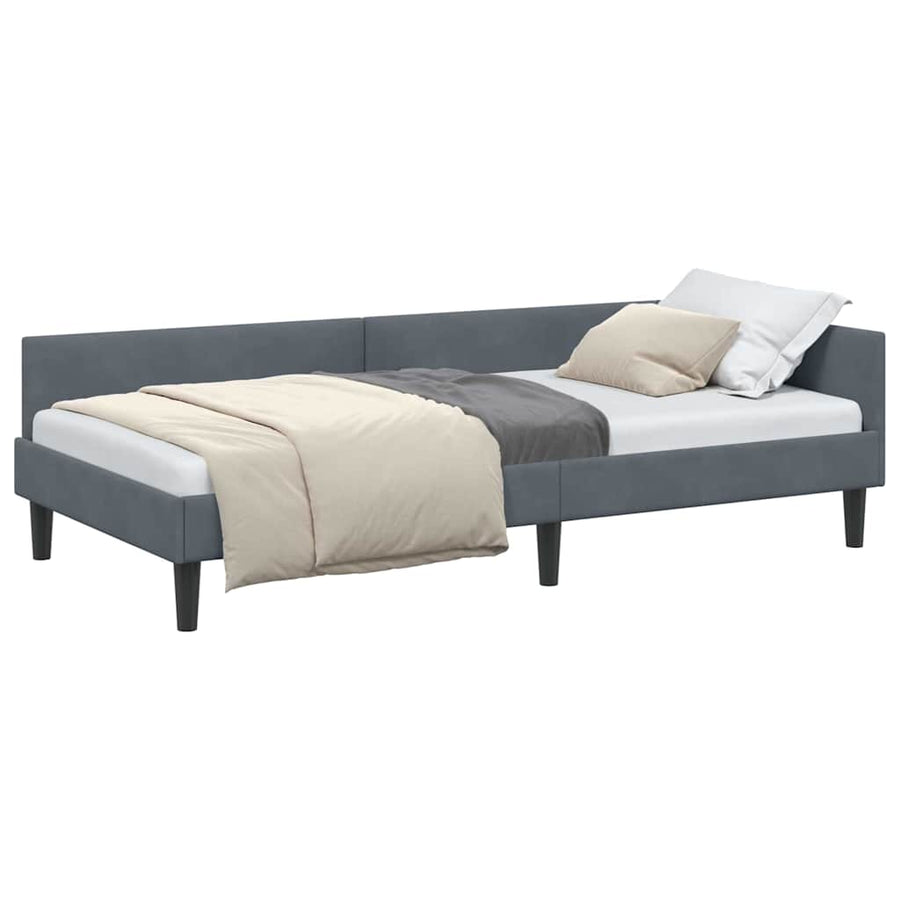 Hoekbedframe Donkergrijs 100 x 200 cm Velvet en Engineered hout