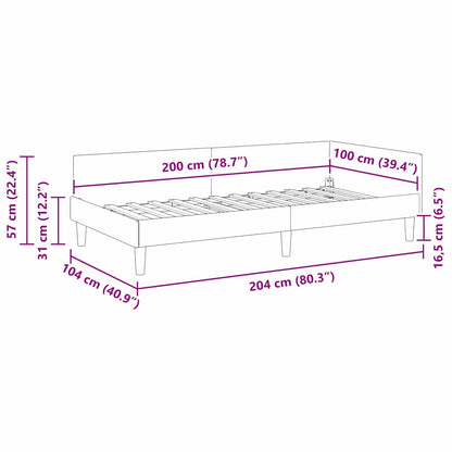 Hoekbedframe Donkergrijs 100 x 200 cm Velvet en Engineered hout