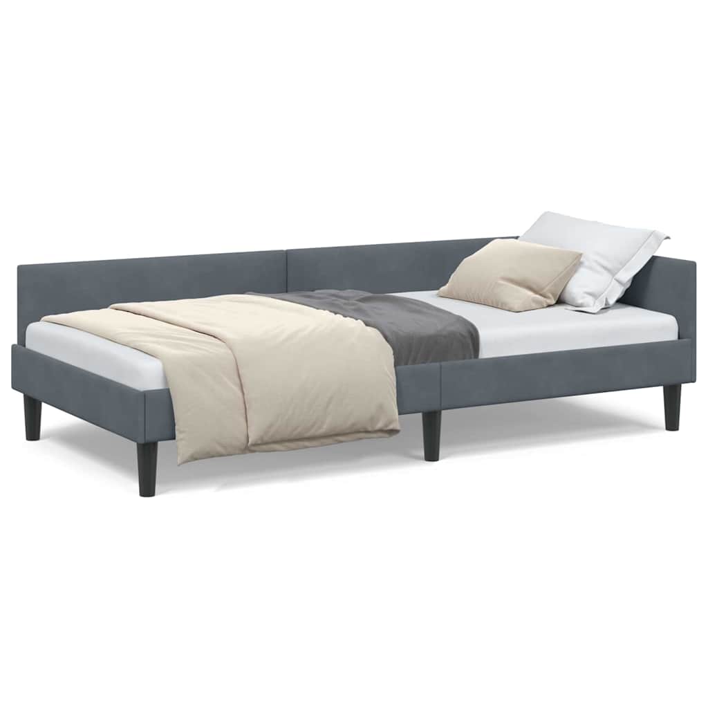 Hoekbedframe Donkergrijs 100 x 200 cm Velvet en Engineered hout