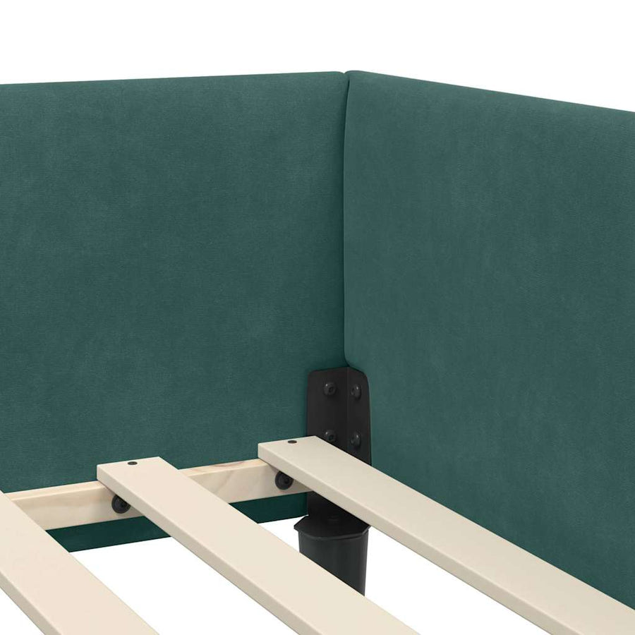 Hoekbedframe Donkergroen 100 x 200 cm Velvet en Engineered hout