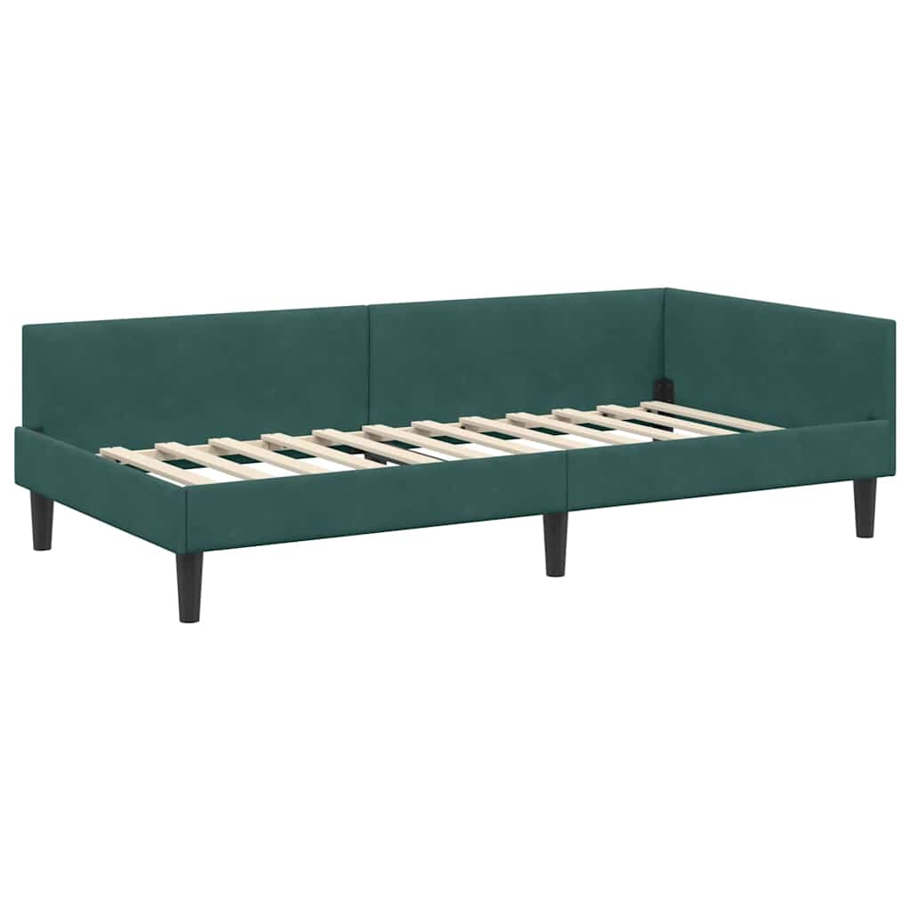 Hoekbedframe Donkergroen 100 x 200 cm Velvet en Engineered hout