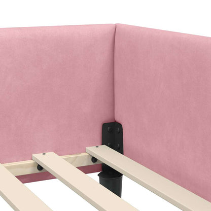 Hoekbedframe Roze 100 x 200 cm Velvet en Engineered hout