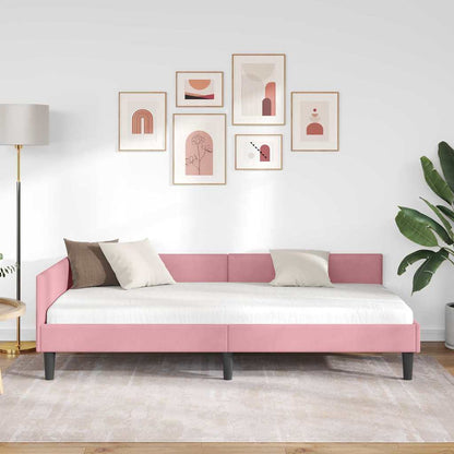Hoekbedframe Roze 100 x 200 cm Velvet en Engineered hout