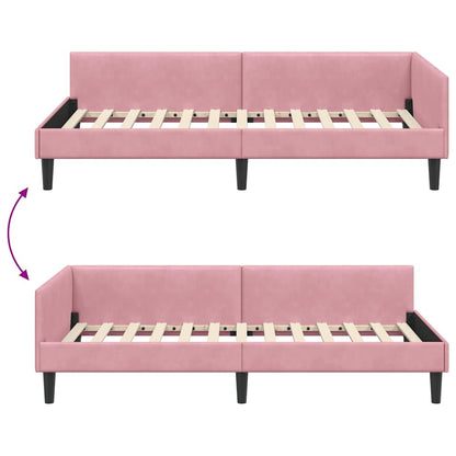 Hoekbedframe Roze 100 x 200 cm Velvet en Engineered hout