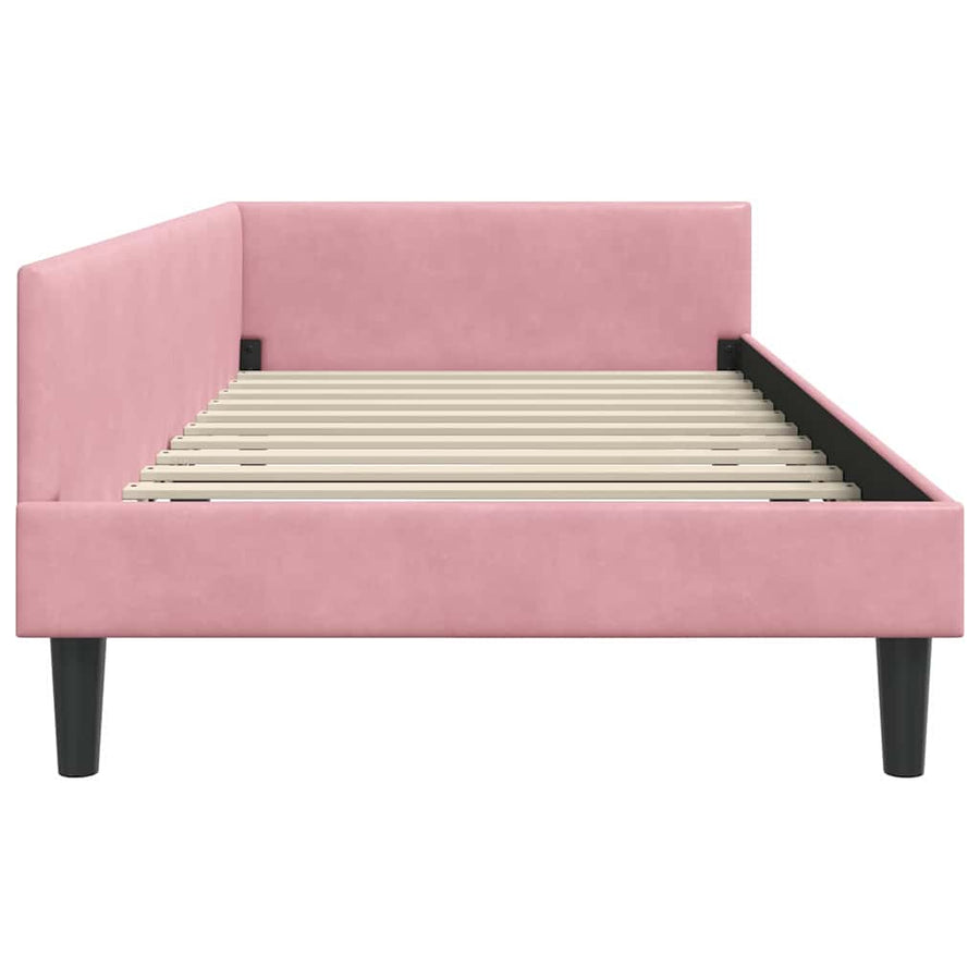 Hoekbedframe Roze 100 x 200 cm Velvet en Engineered hout