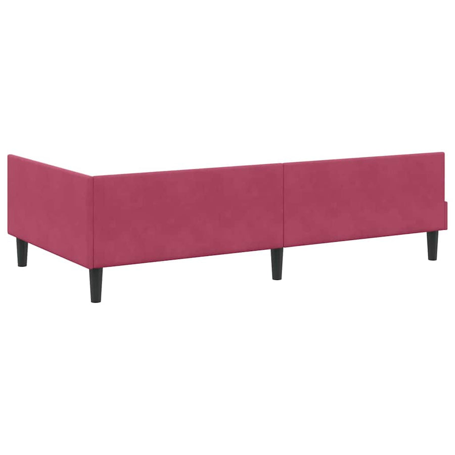 Hoekbedframe Wijnrood 100 x 200 cm Velvet en Engineered hout