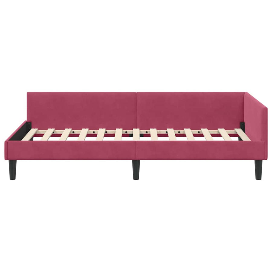 Hoekbedframe Wijnrood 100 x 200 cm Velvet en Engineered hout