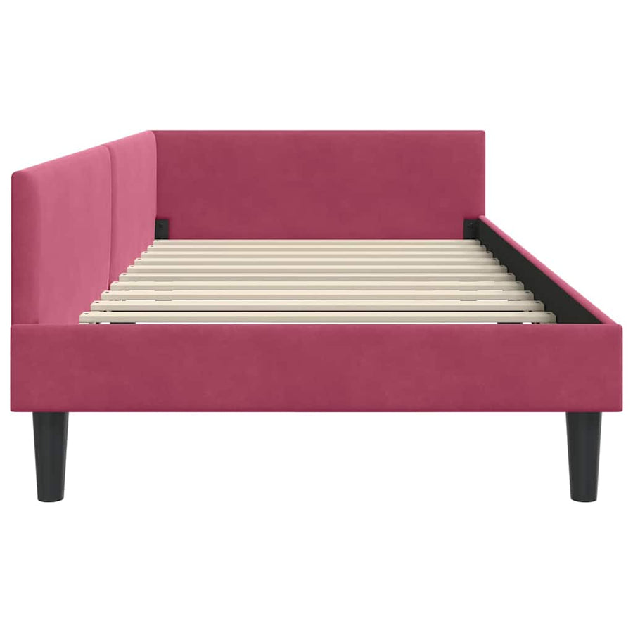 Hoekbedframe Wijnrood 100 x 200 cm Velvet en Engineered hout
