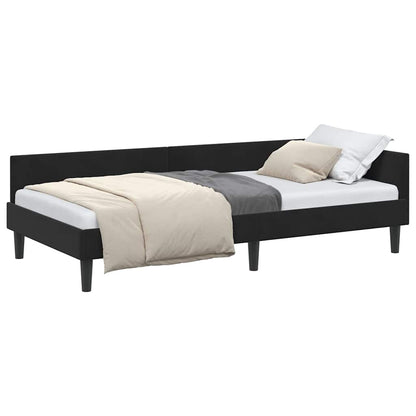 Hoekbedframe Zwart 100 x 200 cm Velvet en Engineered hout