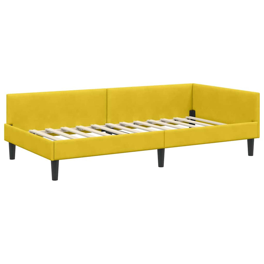Hoekbedframe Geel 100 x 200 cm Velvet en Engineered hout
