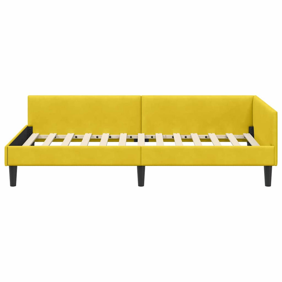 Hoekbedframe Geel 100 x 200 cm Velvet en Engineered hout