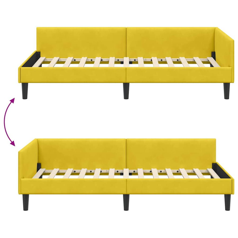 Hoekbedframe Geel 100 x 200 cm Velvet en Engineered hout