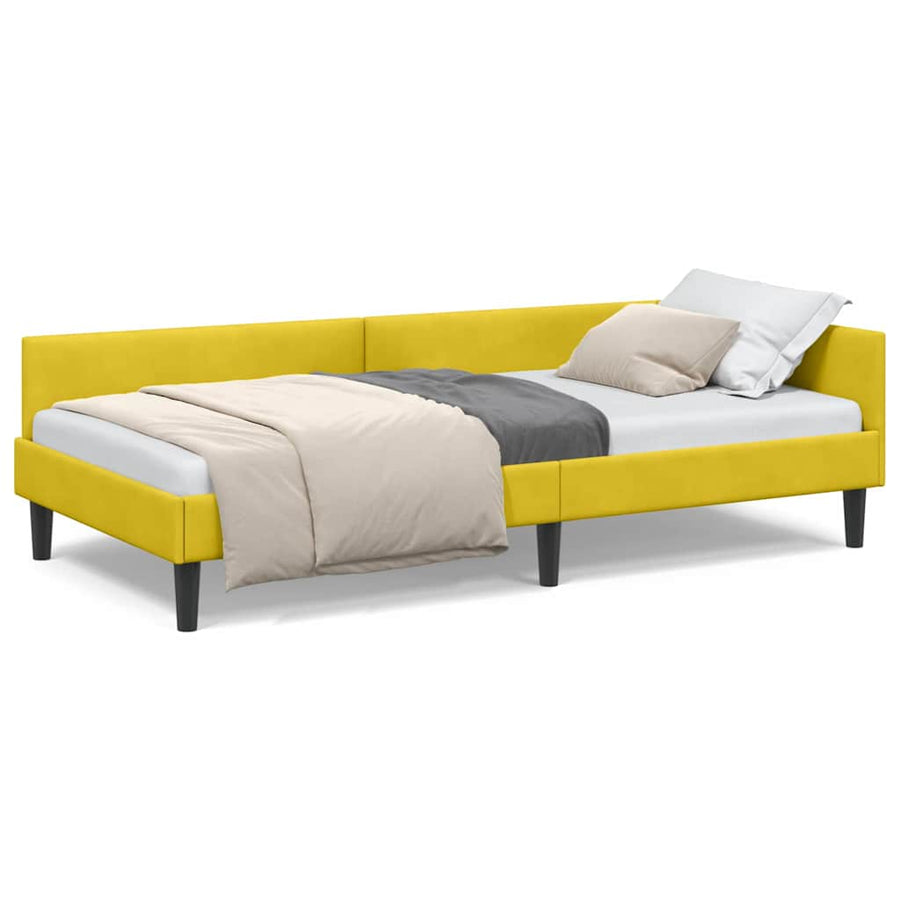 Hoekbedframe Geel 100 x 200 cm Velvet en Engineered hout