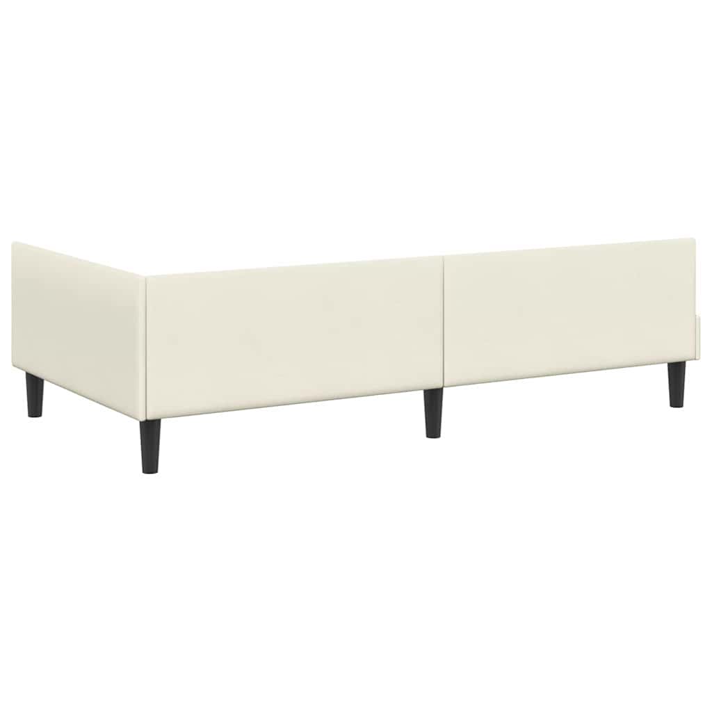 Hoekbedframe Crème 100 x 200 cm Velvet en Engineered hout