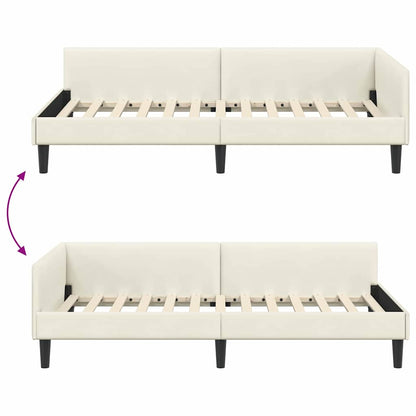 Hoekbedframe Crème 100 x 200 cm Velvet en Engineered hout