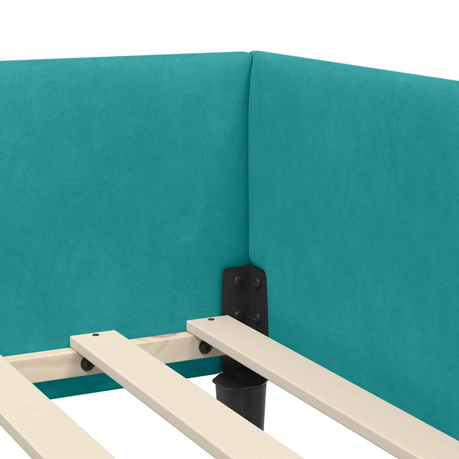 Hoekbedframe Turquoise 100 x 200 cm Velvet en Engineered hout