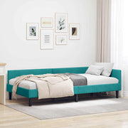 Hoekbedframe 100x200 cm turquoise velvet engineered hout