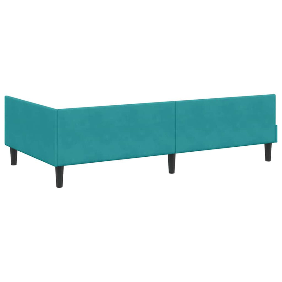 Hoekbedframe Turquoise 100 x 200 cm Velvet en Engineered hout