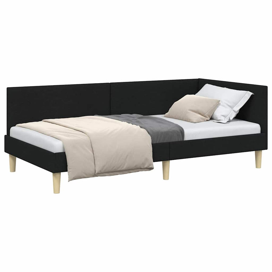 Hoekbedframe Zwart 80 x 200 cm Stof en Geïmproviseerd hout