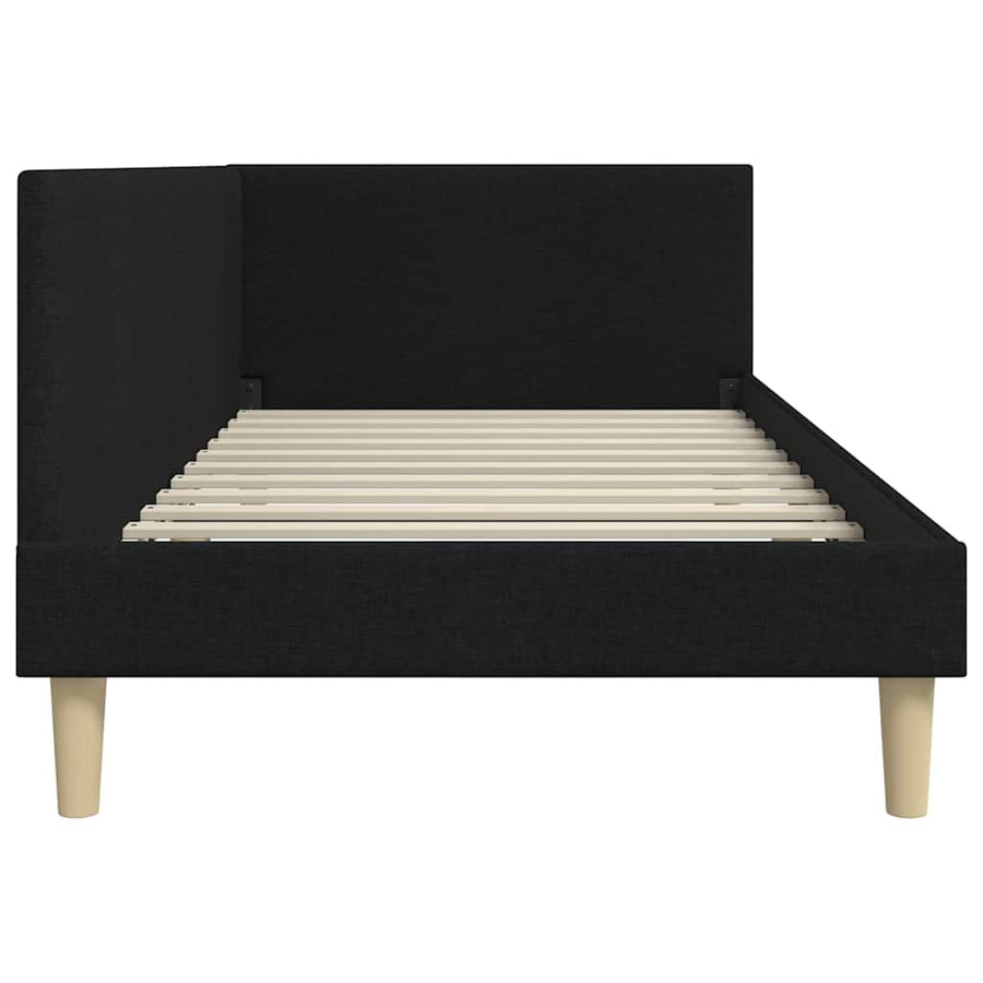 Hoekbedframe Zwart 80 x 200 cm Stof en Geïmproviseerd hout