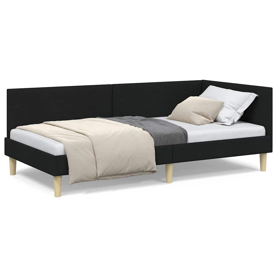 Hoekbedframe Zwart 80 x 200 cm Stof en Geïmproviseerd hout