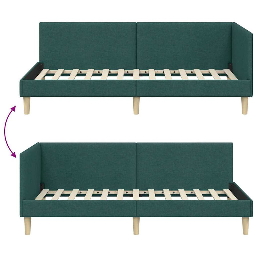 Hoekbedframe Anders met hoofdeinde Donkergroen 80 x 200 cm