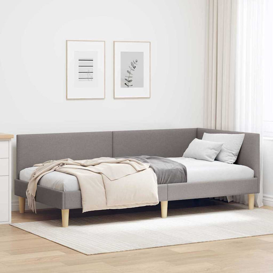 Hoekbedframe Taupe 80 x 200 cm Stof en Geïmproviseerd hout