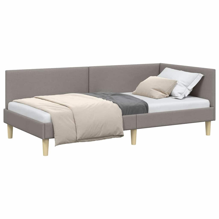 Hoekbedframe Taupe 80 x 200 cm Stof en Geïmproviseerd hout