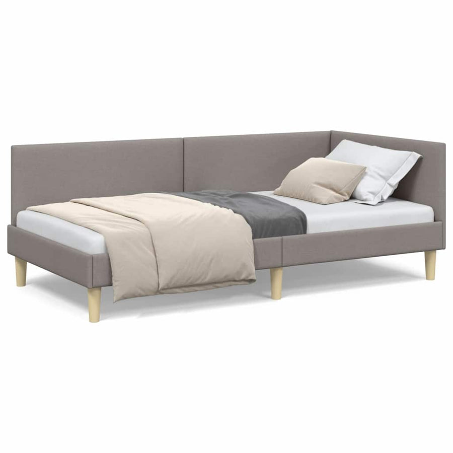 Hoekbedframe Taupe 80 x 200 cm Stof en Geïmproviseerd hout