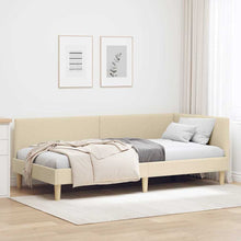 Hoekbedframe Crème 80 x 200 cm Stof en Geïmproviseerd hout