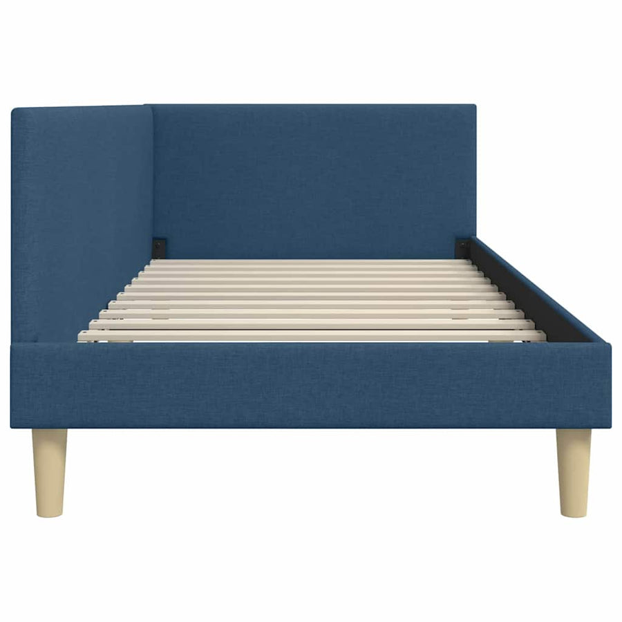 Hoekbedframe Blauw 80 x 200 cm Stof en Geïmproviseerd hout