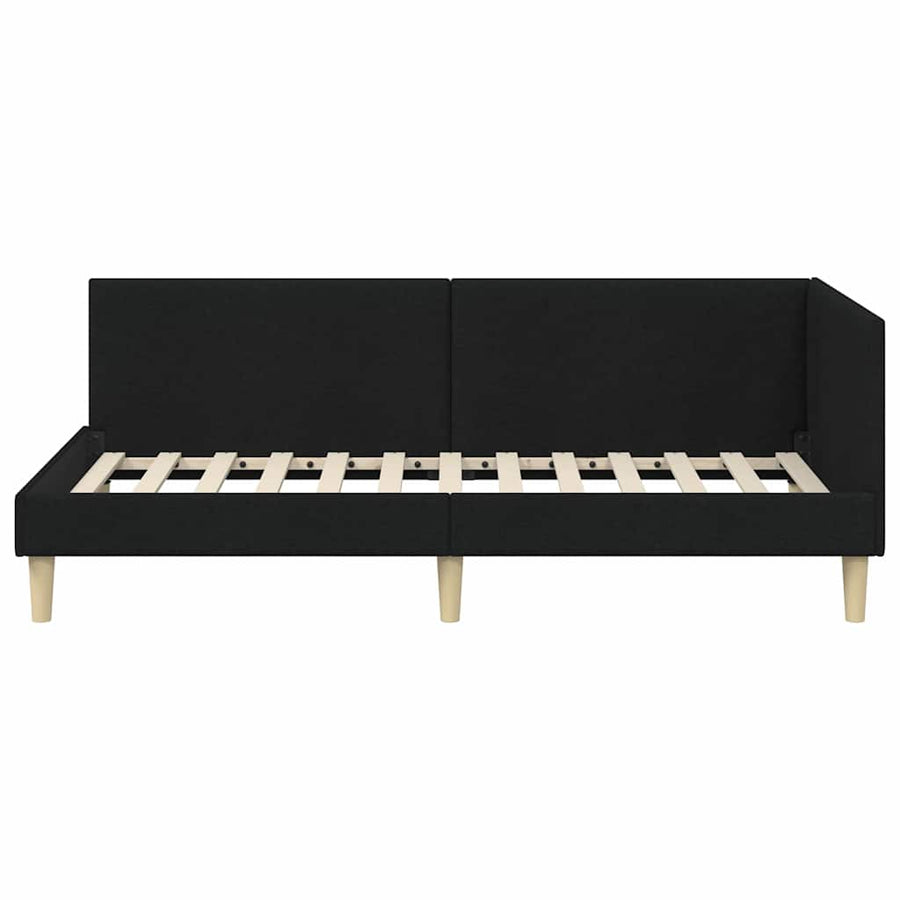 Hoekbedframe Zwart 90 x 190 cm Stof en Geïmproviseerd hout