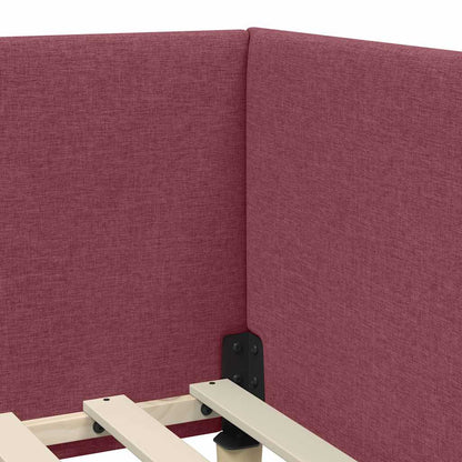 Hoekbedframe Wijnrood 90 x 190 cm Stof en Geïmproviseerd hout