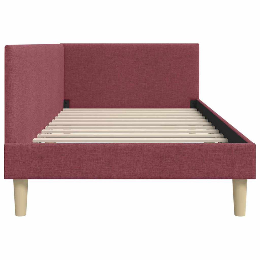 Hoekbedframe Wijnrood 90 x 190 cm Stof en Geïmproviseerd hout