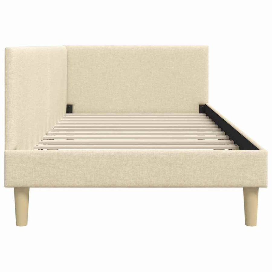 Hoekbedframe Crème 90 cm x 190 cm Stof en multiplex