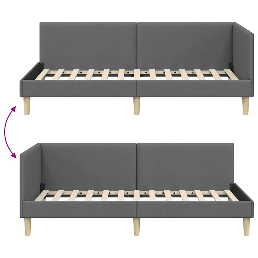 Hoekbedframe Anders met hoofdeinde Donkergrijs 90 x 200 cm
