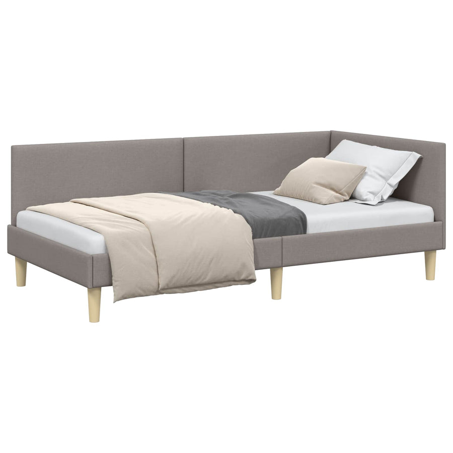 Hoekbedframe Taupe 90 cm x 200 cm Stof en multiplex