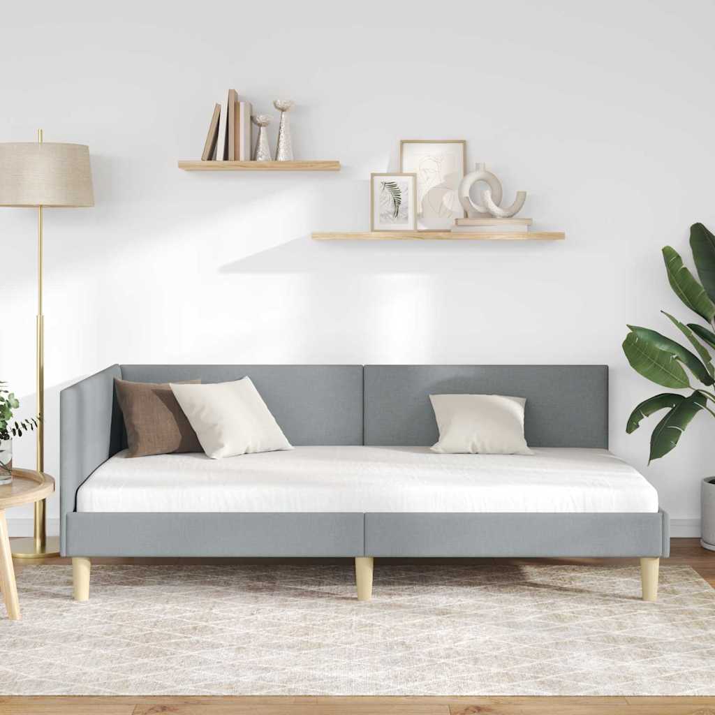 Hoekbedframe Anders met hoofdeinde Lichtgrijs 100 x 200 cm