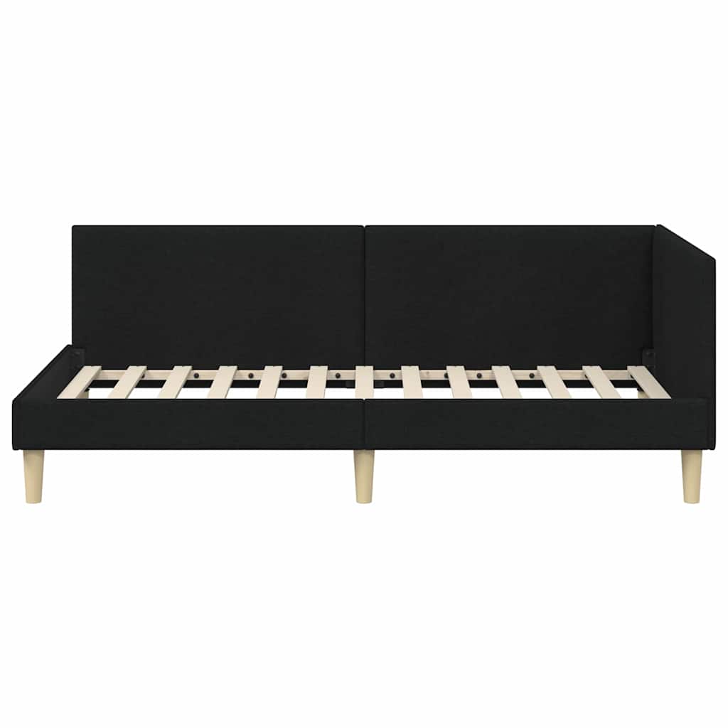 Hoekbedframe Zwart 100 x 200 cm Stof en Geïmproviseerd hout
