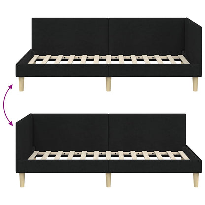 Hoekbedframe Zwart 100 x 200 cm Stof en Geïmproviseerd hout