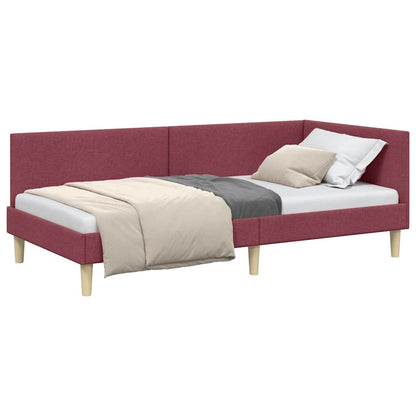 Hoekbedframe Wijnrood 100 x 200 cm Stof en Geïmproviseerd hout
