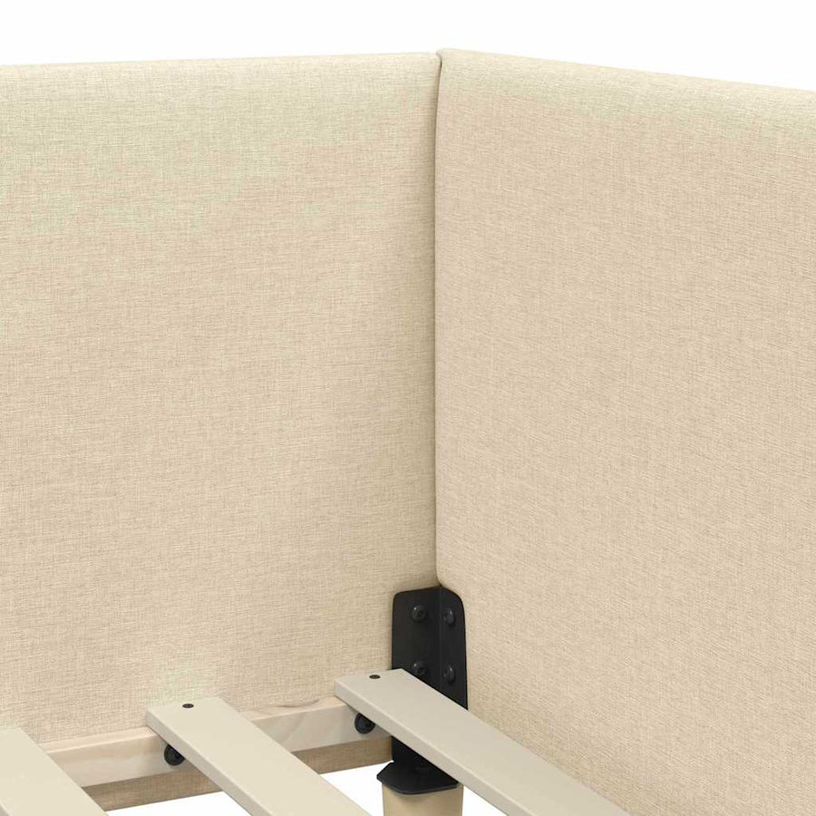 Hoekbedframe Crème 100 x 200 cm Stof en Geïmproviseerd hout